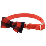 Coastal Pet Accent Microfiber Dog Collar Retro Red with Plaid Bow 5/8" Wide, Medium-Dog-Coastal Pet Products-PetPhenom