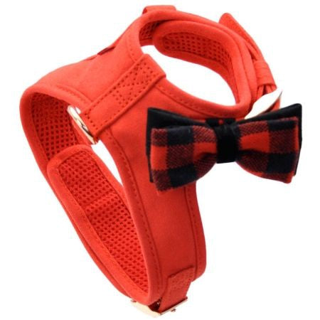 Coastal Pet Accent Microfiber Dog Harness Retro Red with Plaid Bow, Small-Dog-Coastal Pet Products-PetPhenom