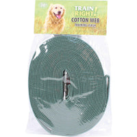 Coastal Pet Products Train Right Cotton Web Training Leash 30ft Green 5/8" x 30ft-Dog-Coastal Pet Products-PetPhenom