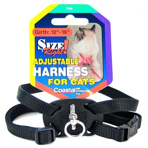 Coastal Pet Size Right Nylon Adjustable Cat Harness - Black, Girth Size 12"-18"-Cat-Coastal Pet Products-PetPhenom