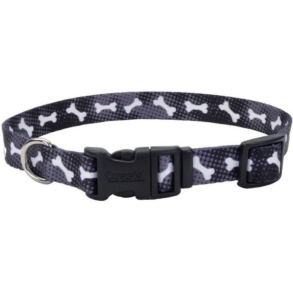 Coastal Pet Styles Nylon Adjustable Dog Collar Black Bones 1" W x 18-26" Long, 1 count-Dog-Coastal Pet Products-PetPhenom