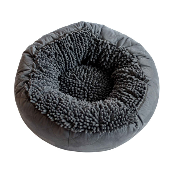 DGS Pet Products Dirty Dog Round Bed Large Cool Grey 25" x 25" x 8"-Dog-DGS Pet Products-PetPhenom