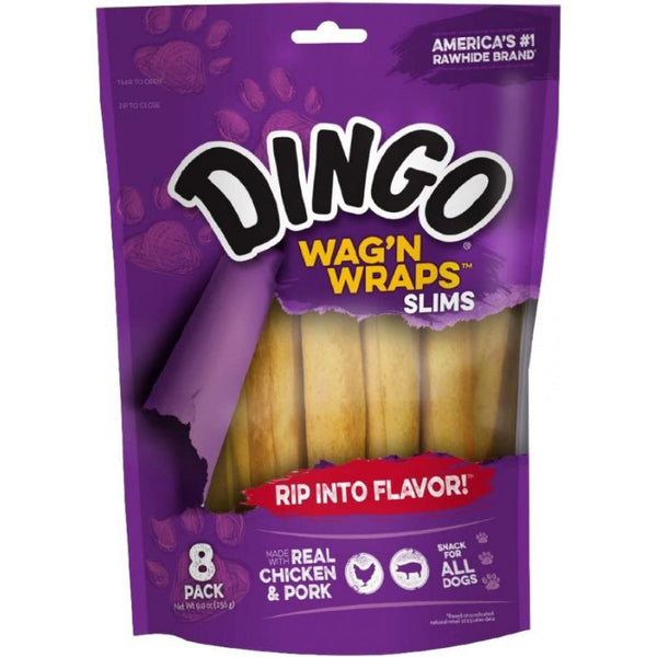 Dingo Wag'n Wraps Chicken & Rawhide Chews (No China Sourced Ingredients), Slims 8 count-Dog-Dingo-PetPhenom