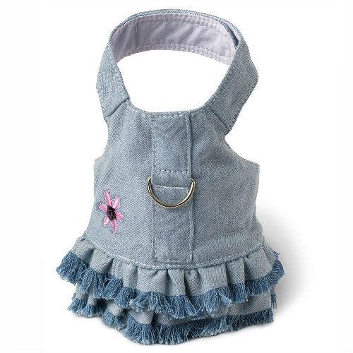 Doggles Dog Harness Dress with Jean Fringe-Dog-Doggles-Extra Small-PetPhenom