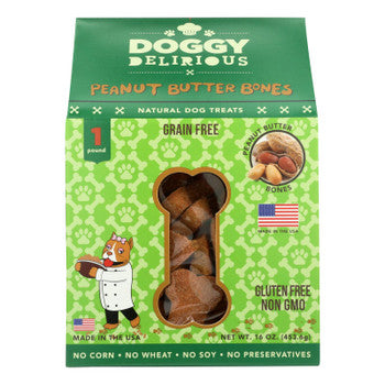 Doggy Delirious - Bones Grain Free Peanut Butter - Case of 6 - 16 OZ-Dog-Doggy Delirious-PetPhenom