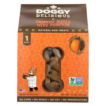 Doggy Delirious Dog Treats - Pumpkin Bones - Case of 6 - 16 oz-Dog-Doggy Delirious-PetPhenom