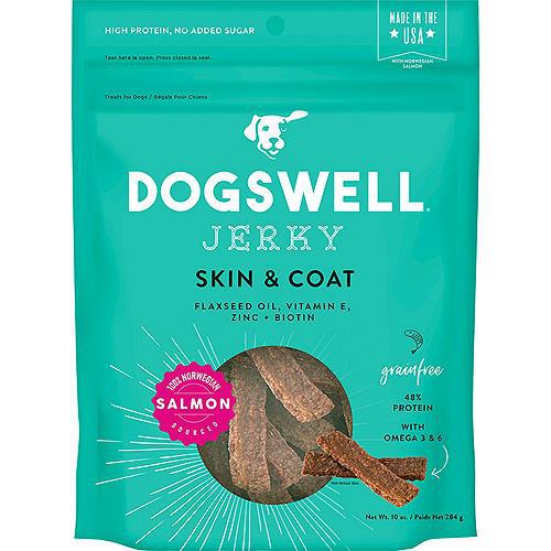 Dogswell Jerky Skin & Coat Salmon 10 oz-Dog-DOGSWELL-PetPhenom