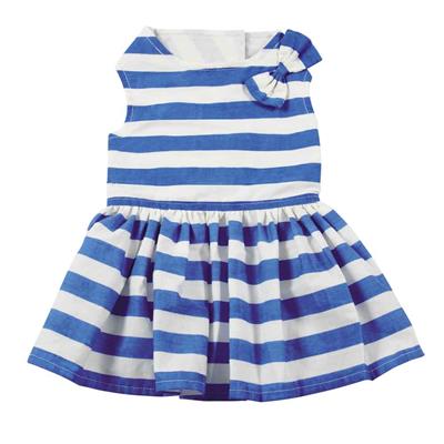 East Side Collection Blue Stripe Dress -Medium-Dog-East Side Collection-PetPhenom