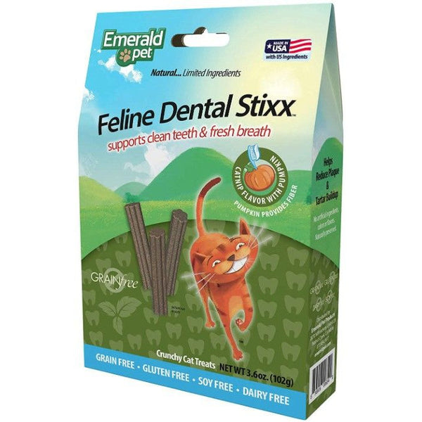 Emerald Pet Feline Dental Stixx Catnip and Pumpkin Recipe, 3.6 oz-Cat-Emerald Pet-PetPhenom
