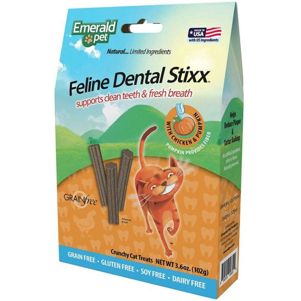 Emerald Pet Feline Dental Stixx Chicken and Pumpkin Recipe, 3.6 oz-Cat-Emerald Pet-PetPhenom
