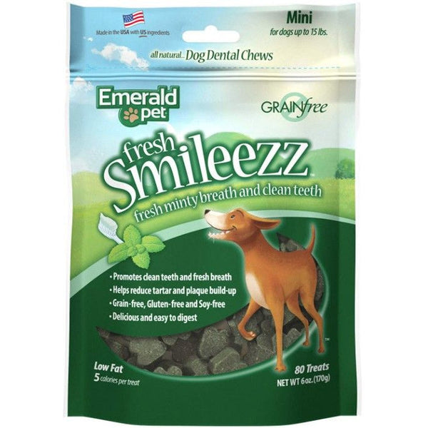 Emerald Pet Fresh Smileezz Dental Dog Treats Mini, 6 oz-Dog-Emerald Pet-PetPhenom