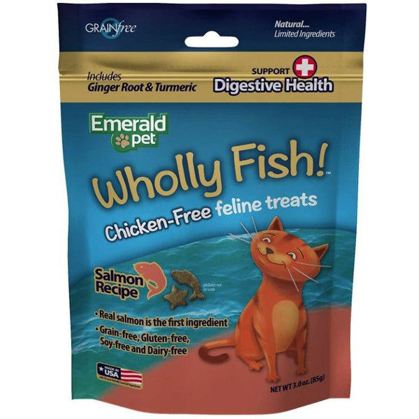Emerald Pet Wholly Fish! Digestive Health Cat Treats Salmon Recipe, 3 oz-Cat-Emerald Pet-PetPhenom