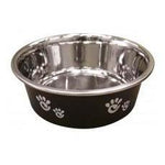 Ethical Products Barcelona Stainless Steel Paw Print Bowl Licorice 16oz-Dog-Ethical Pet Products-PetPhenom