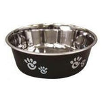 Ethical Products Barcelona Stainless Steel Paw Print Bowl Licorice 64oz-Dog-Ethical Pet Products-PetPhenom