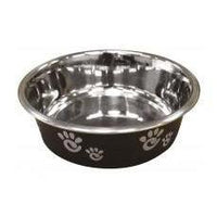 Ethical Products Barcelona Stainless Steel Paw Print Bowl Licorice 8oz-Dog-Ethical Pet Products-PetPhenom