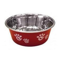 Ethical Products Barcelona Stainless Steel Paw Print Bowl Raspberry 32oz-Dog-Ethical Pet Products-PetPhenom
