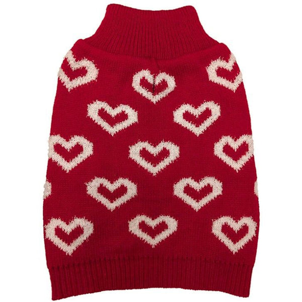 Fashion Pet All Over Hearts Dog Sweater Red, Medium-Dog-Fashion Pet-PetPhenom