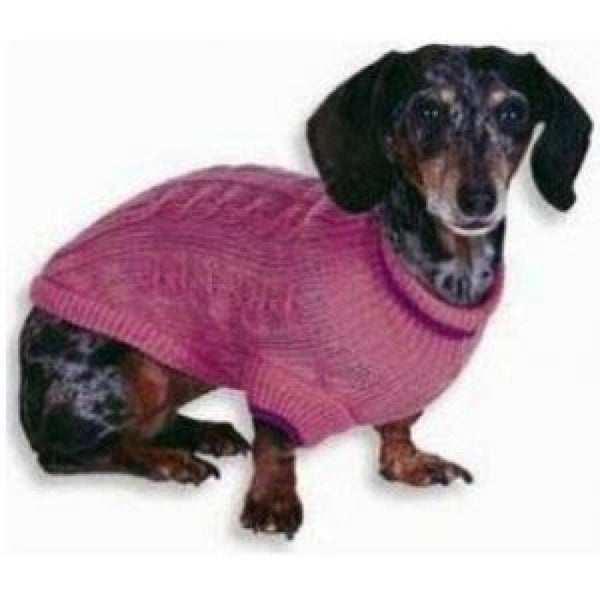 Fashion Pet Cable Knit Dog Sweater - Pink, XXX-Small (4" From Neck Base to Tail)-Dog-Fashion Pet-PetPhenom