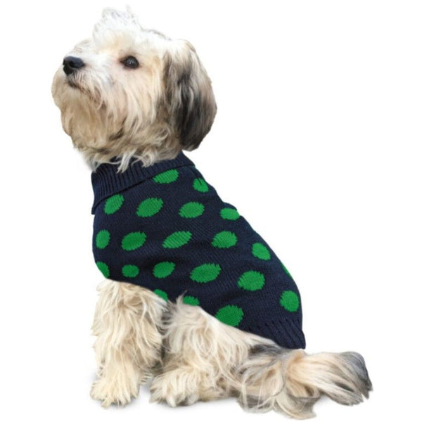 Fashion Pet Contrast Dot Dog Sweater Green, Large-Dog-Fashion Pet-PetPhenom