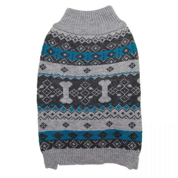 Fashion Pet Nordic Knit Dog Sweater - Gray, Medium (14"-19" Neck to Tail)-Dog-Fashion Pet-PetPhenom