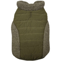 Fashion Pet Sweater Trim Puffy Dog Coat Olive, Large-Dog-Fashion Pet-PetPhenom