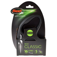 Flexi New Classic Retractable Cord Leash - Black, Small - 16' Cord (Pets up to 26 lbs)-Dog-Flexi-PetPhenom