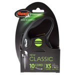 Flexi New Classic Retractable Cord Leash - Black, X-Small - 10' Cord (Pets up to 18 lbs)-Dog-Flexi-PetPhenom