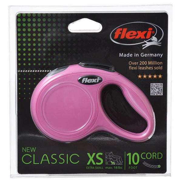 Flexi New Classic Retractable Cord Leash - Pink, X-Small - 10' Lead (Pets up to 18 lbs)-Dog-Flexi-PetPhenom