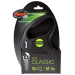 Flexi New Classic Retractable Tape Leash - Black, Medium - 16' Tape (Pets up to 55 lbs)-Dog-Flexi-PetPhenom