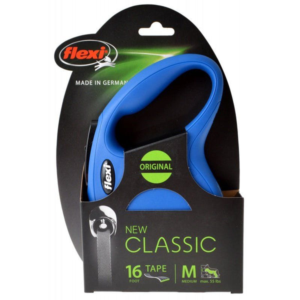 Flexi New Classic Retractable Tape Leash - Blue, Medium - 16' Tape (Pets up to 55 lbs)-Dog-Flexi-PetPhenom