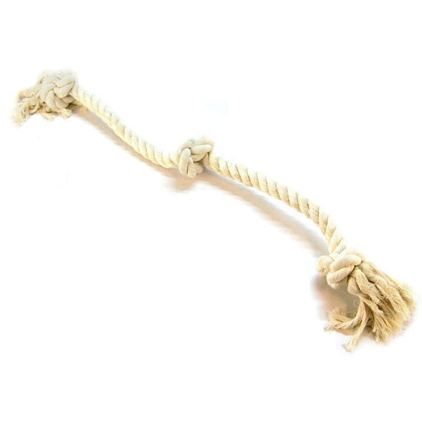 Flossy Chews 3 Knot Tug Toy Rope for Dogs - White, X-Large (36" Long)-Dog-Mammoth-PetPhenom