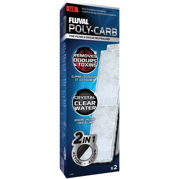 Fluval Underwater Filter Stage 2 Polyester/Carbon Cartridges, U3 Filter Cartridge (2 Pack)-Fish-Fluval-PetPhenom