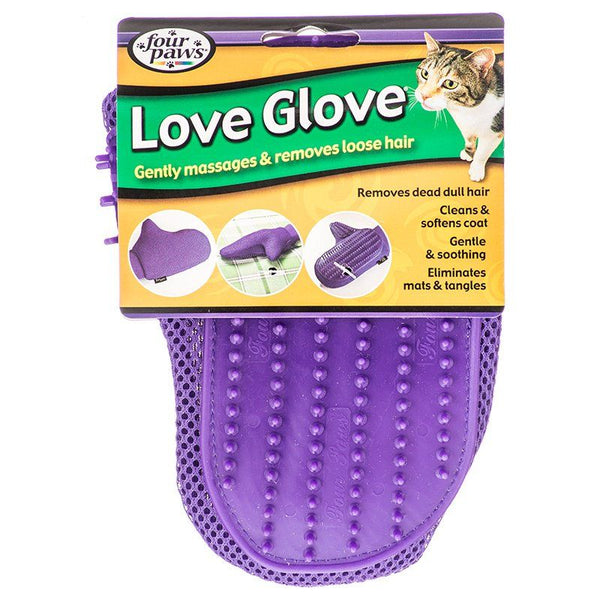 Four Paws Love Glove Grooming Mitt for Cats, One Size Fits All - (9"L x 6.75"W)-Cat-Four Paws-PetPhenom