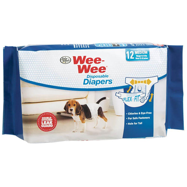Four Paws Wee-Wee Disposable Diapers 12 pack Medium White-Dog-Four Paws-PetPhenom