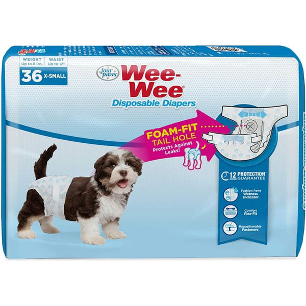 Four Paws Wee Wee Disposable Diapers X-Small, 36 count-Dog-Four Paws-PetPhenom