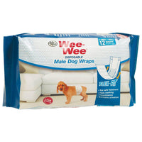 Four Paws Wee-Wee Disposable Male Dog Wraps 12 pack Extra Small / Small White-Dog-Four Paws-PetPhenom