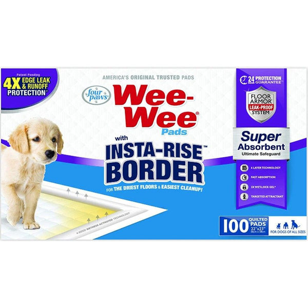 Four Paws Wee Wee Insta Rise Border Quilted Pads, 100 count-Dog-Four Paws-PetPhenom