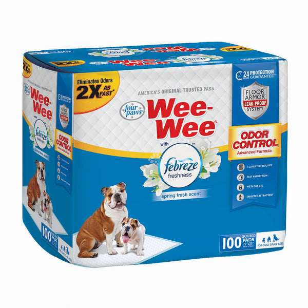 Four Paws Wee-Wee Odor Control with Febreze Freshness Pads 100 count White 22" x 23" x 0.1"-Dog-Four Paws-PetPhenom