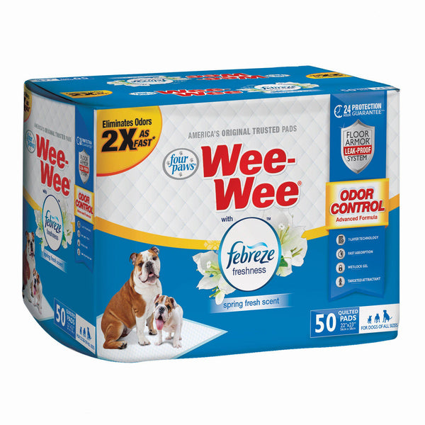 Four Paws Wee-Wee Odor Control with Febreze Freshness Pads 50 count White 22" x 23" x 0.1"-Dog-Four Paws-PetPhenom