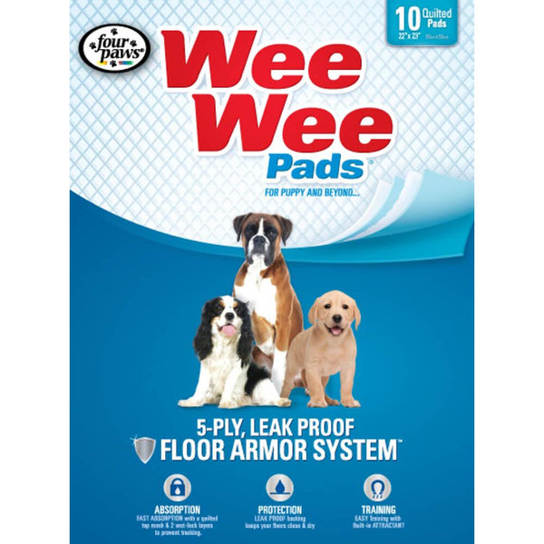 Four Paws Wee-Wee Pads 10 pack White 22" x 23" x 0.1"-Dog-Four Paws-PetPhenom