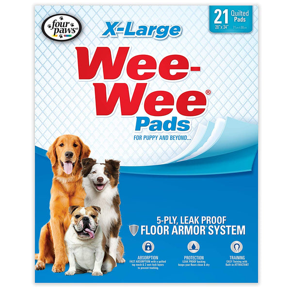 Four Paws Wee-Wee Pads 21 pack Extra Large White 28" x 34" x 0.1-Dog-Four Paws-PetPhenom
