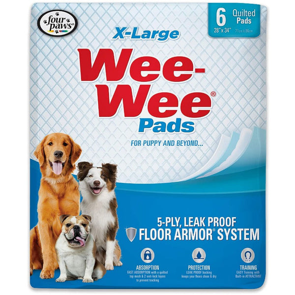 Four Paws X-Large Wee Wee Pads 28" x 34", 6 count-Dog-Four Paws-PetPhenom