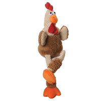 GoDog™ Toys Checkers Skinny Brown Rooster by GoDog -Large-Dog-GoDog-PetPhenom