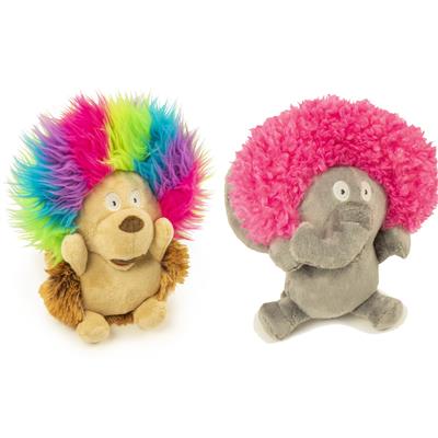 GoDog™ Toys Silent Squeak Crazy Hairs by goDog - Small - Hedgehog-Dog-GoDog-PetPhenom