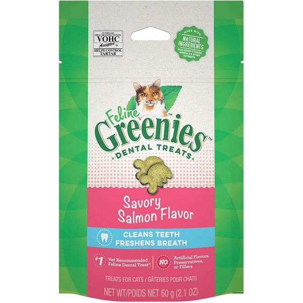 Greenies Feline Natural Dental Treats Tempting Salmon Flavor, 2.5 oz-Cat-Greenies-PetPhenom