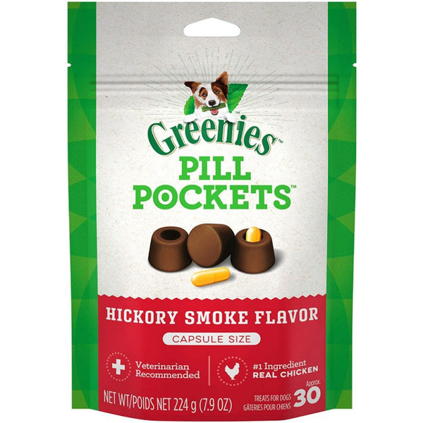 Greenies Pill Pockets Dog Treats Hickory Smoke Flavor, Capsules - 7.9 oz-Dog-Greenies-PetPhenom