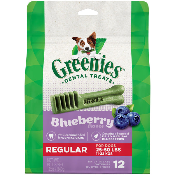 Greenies Regular Dental Dog Treats Blueberry, 12 count-Dog-Greenies-PetPhenom