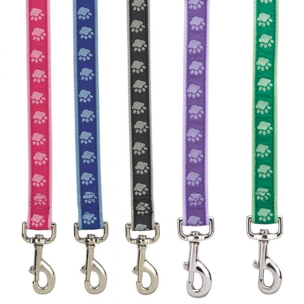 Guardian Gear Two-Tone Pawprint Dog Collars, Lds, Harnesses - 6' X 1" Ld - Purple-Dog-Guardian Gear-PetPhenom