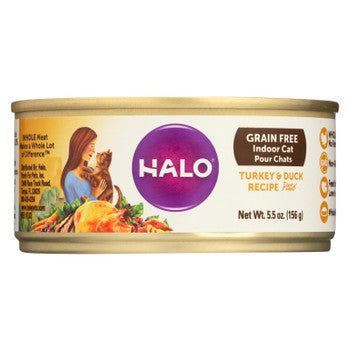 Halo, Purely For Pets Indoor Cat, Grain Free Turkey & Duck Recipe Pate - Case of 12 - 5.5 OZ-Cat-Halo Purely For Pets-PetPhenom