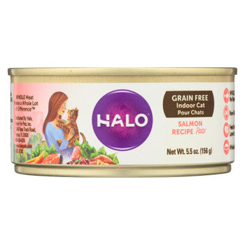 Halo, Purely For Pets, Indoor Cats Grain Free Salmon - Case of 12 - 5.5 OZ-Cat-Halo Purely For Pets-PetPhenom